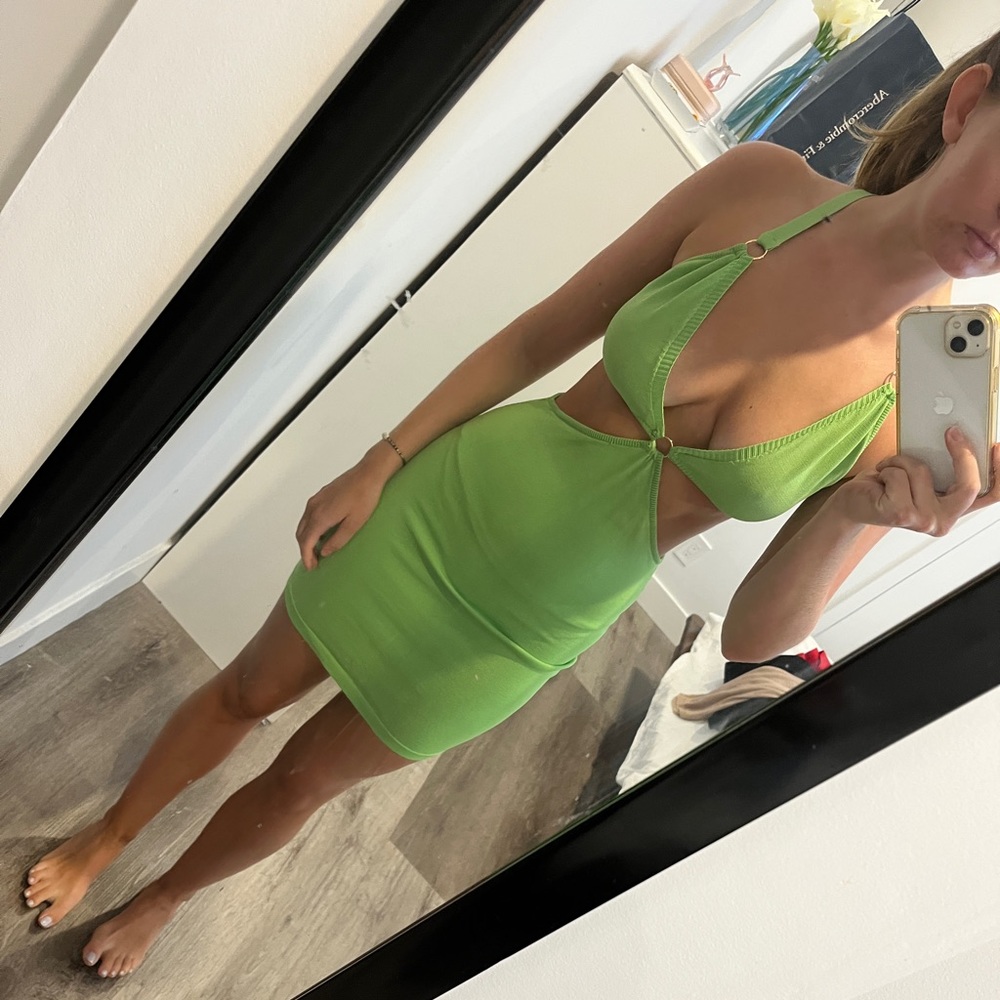 Green cutout mini dress